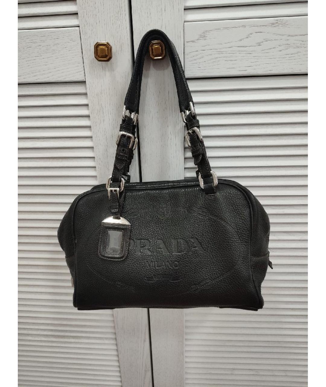 PRADA Черная кожаная сумка с короткими ручками, фото 10