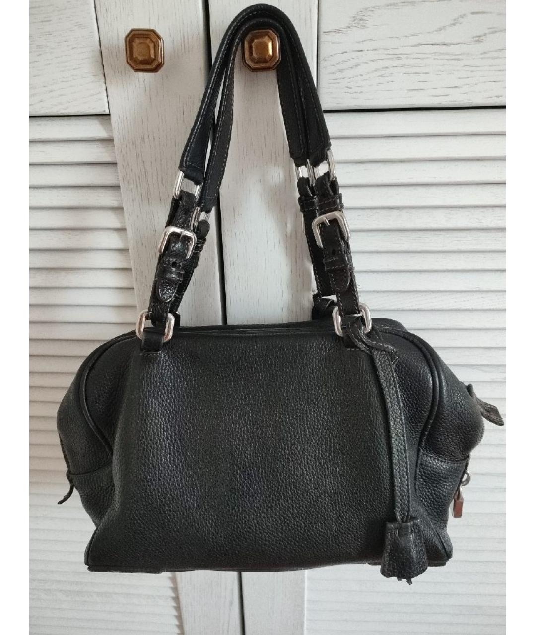 PRADA Черная кожаная сумка с короткими ручками, фото 3