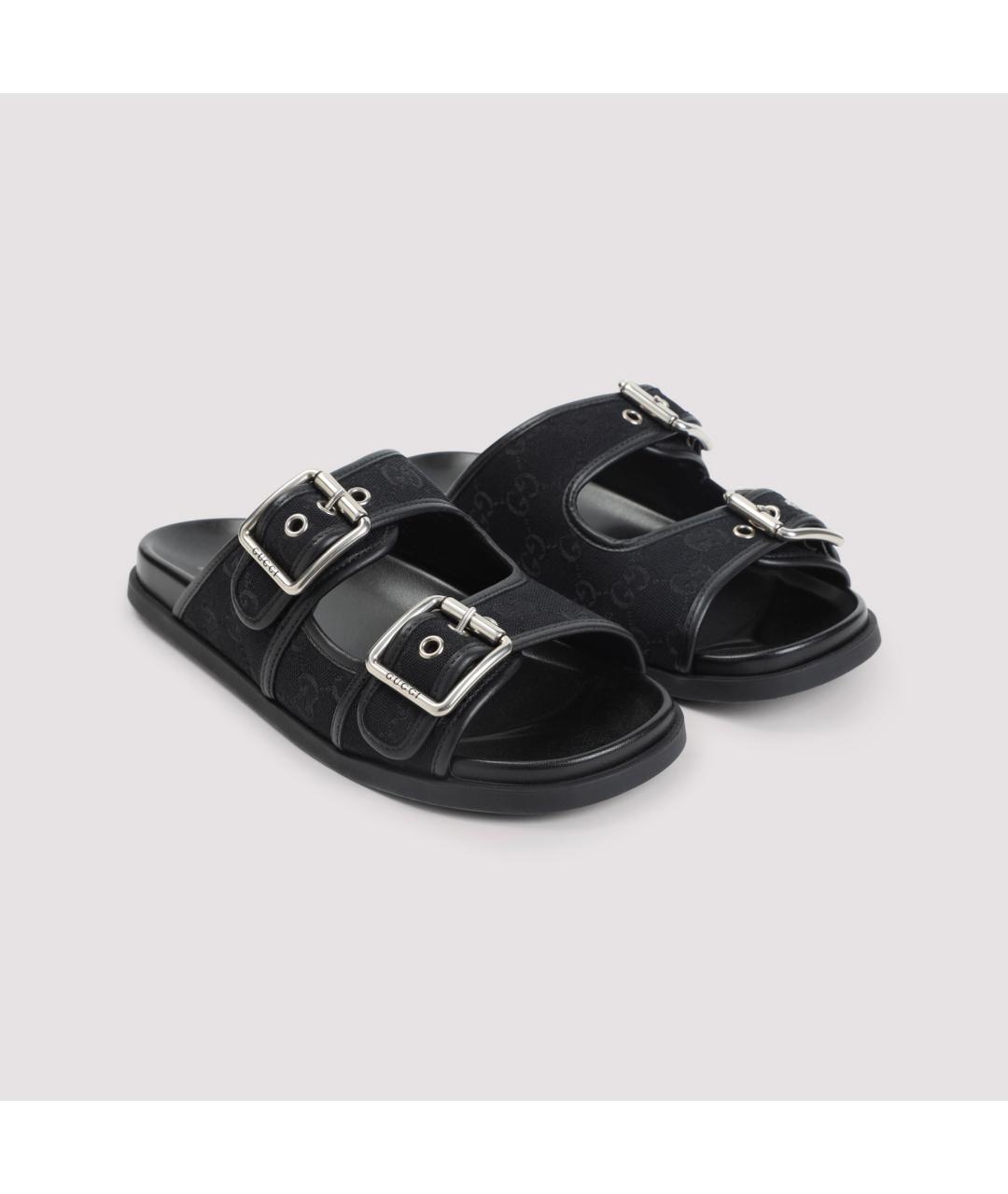 GUCCI Черные текстильные шлепанцы, фото 5