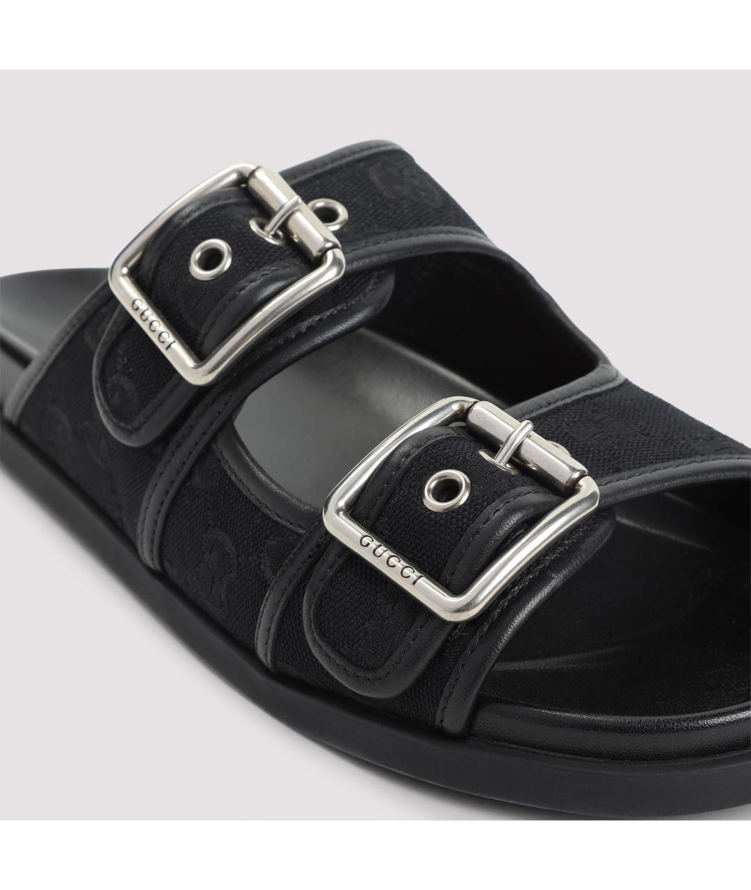 GUCCI Черные текстильные шлепанцы, фото 6