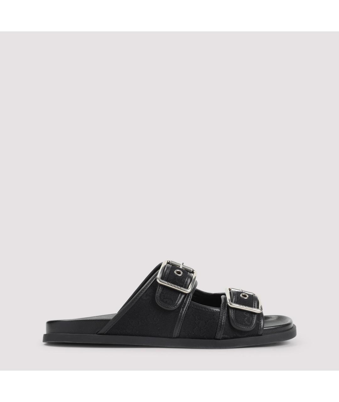 GUCCI Черные текстильные шлепанцы, фото 2