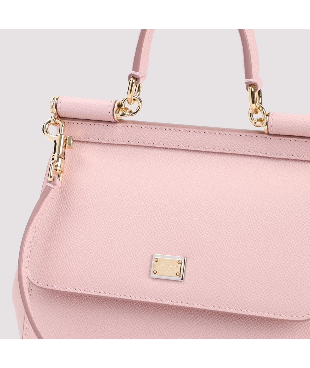 DOLCE&GABBANA Розовая кожаная сумка тоут, фото 5