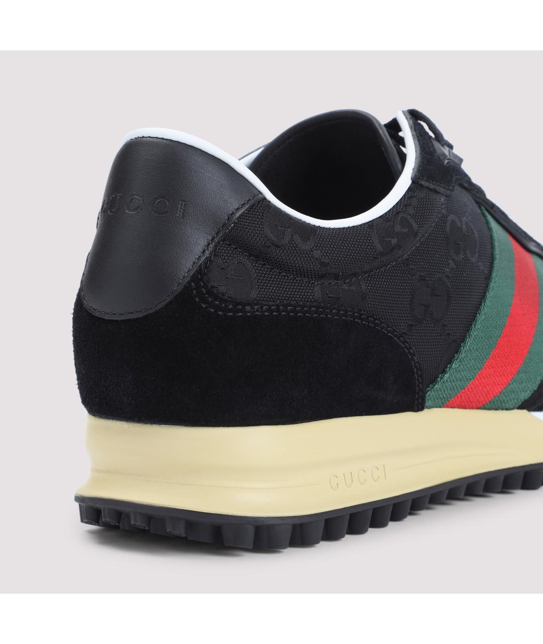 GUCCI Черные кожаные низкие кроссовки / кеды, фото 7