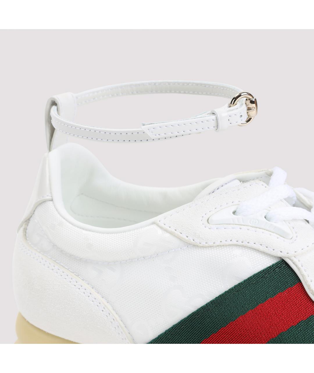 GUCCI Белые кожаные кроссовки, фото 6