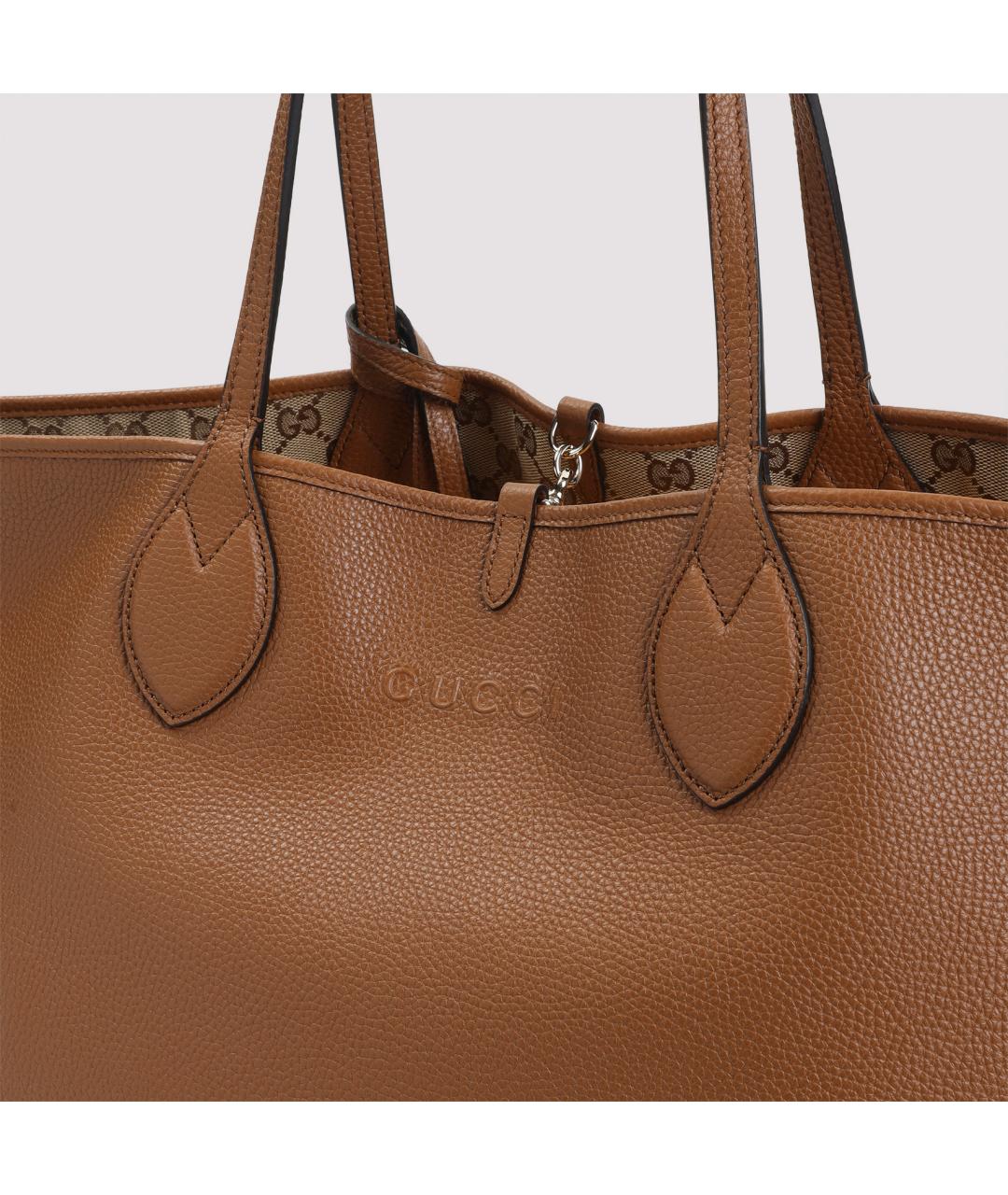 GUCCI Бежевая кожаная сумка тоут, фото 4