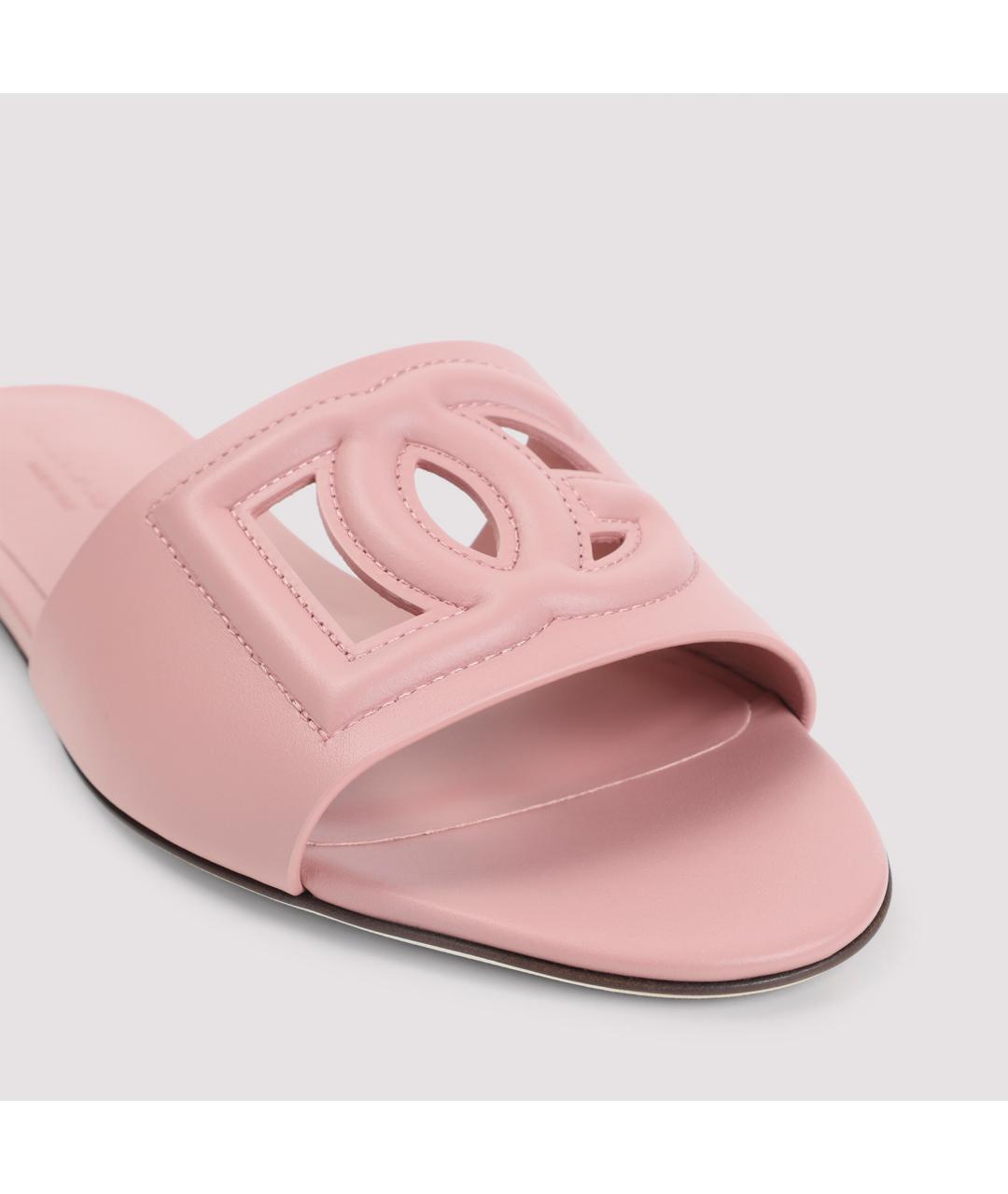 DOLCE&GABBANA Розовые кожаные шлепанцы, фото 6