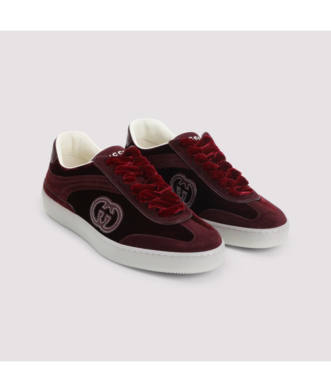 GUCCI Бордовые замшевые кеды, фото 5