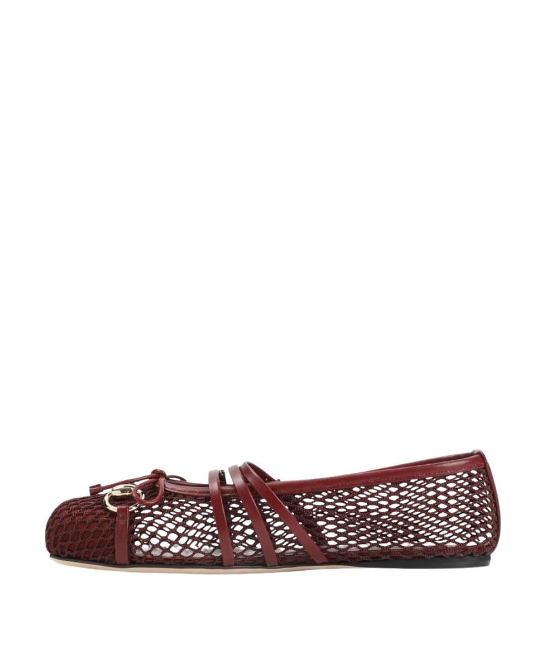 GUCCI Бордовые кожаные балетки, фото 2