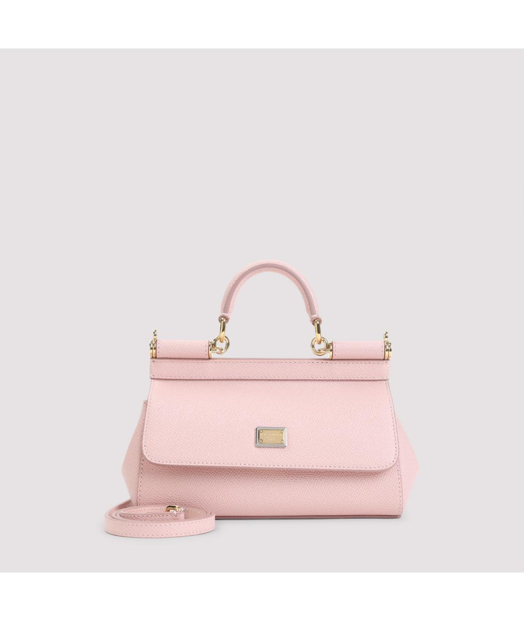 DOLCE&GABBANA Розовая кожаная сумка тоут, фото 2