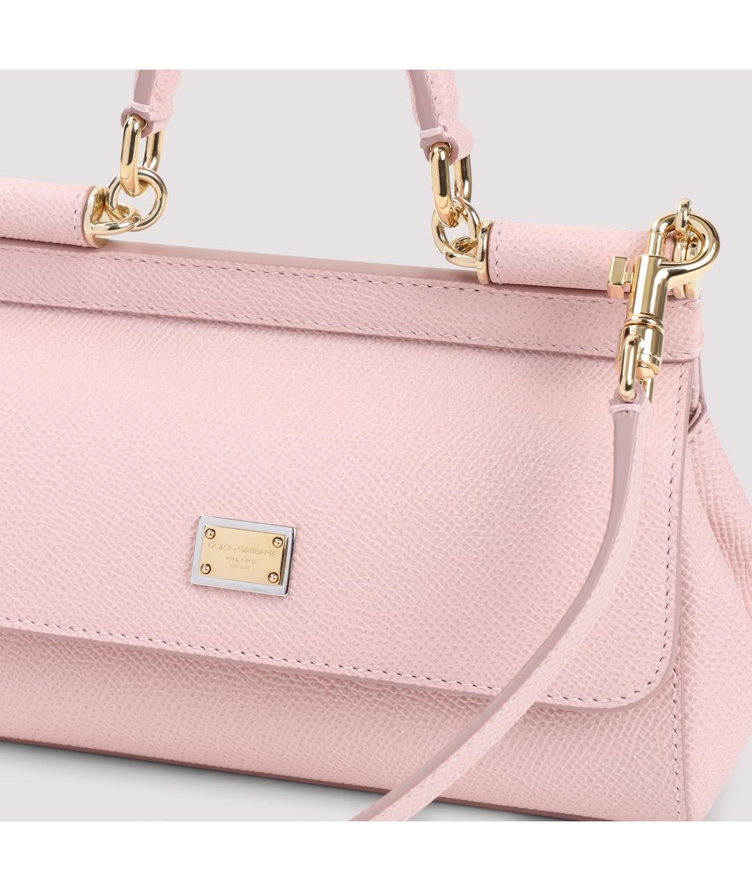 DOLCE&GABBANA Розовая кожаная сумка тоут, фото 5