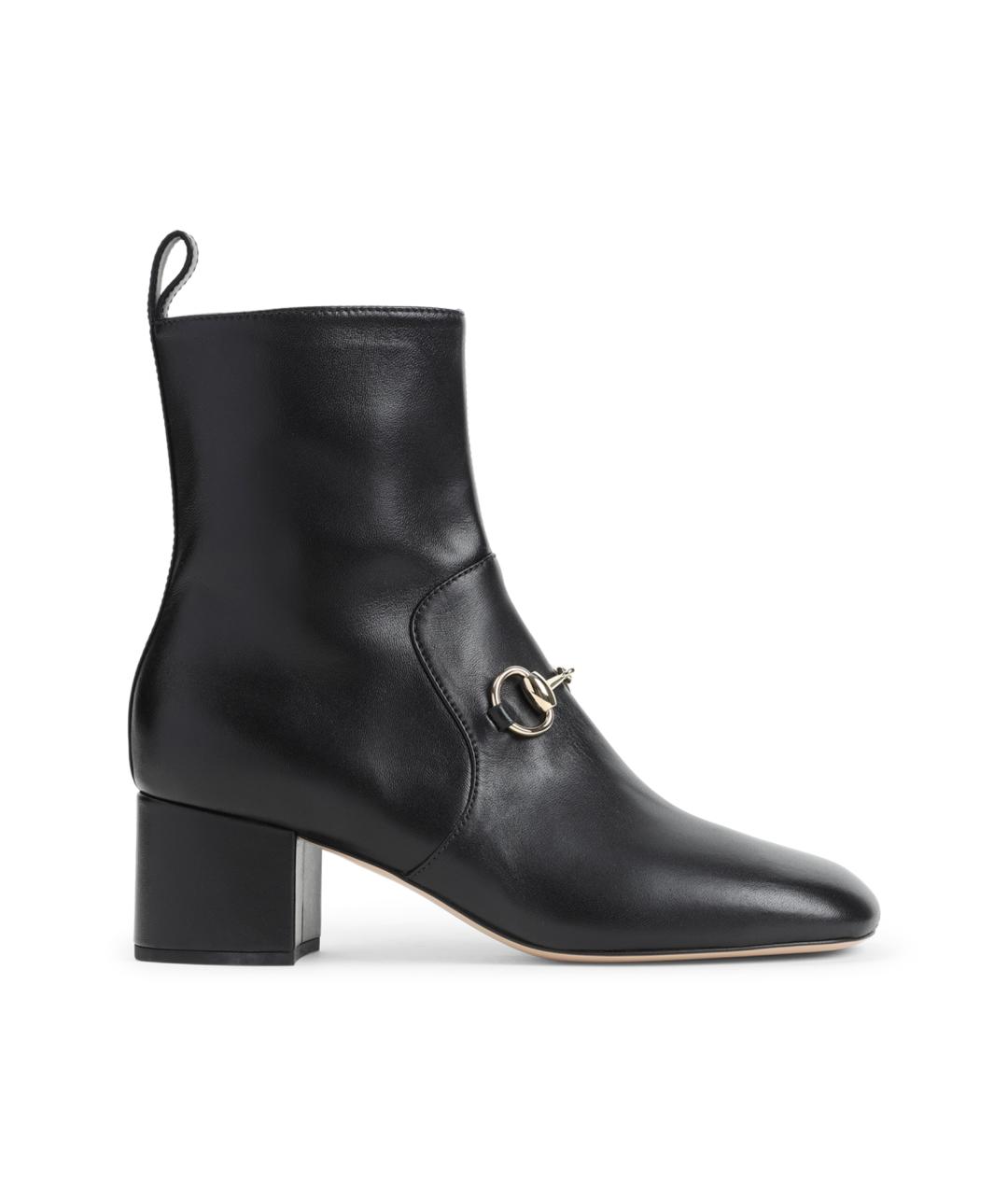 GUCCI Черные кожаные ботильоны, фото 1