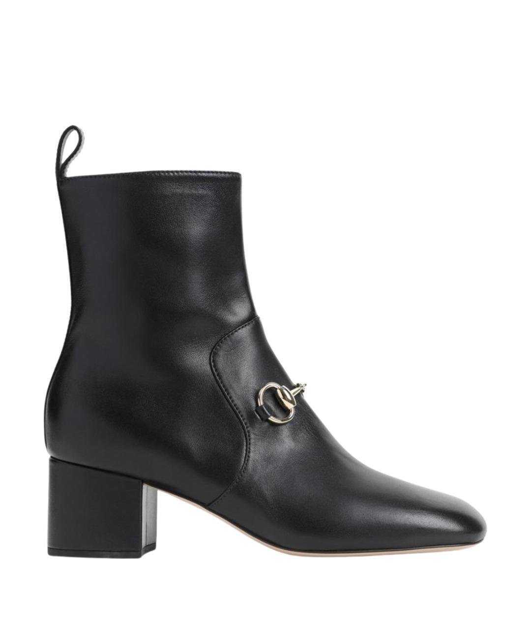 GUCCI Черные кожаные ботильоны, фото 1