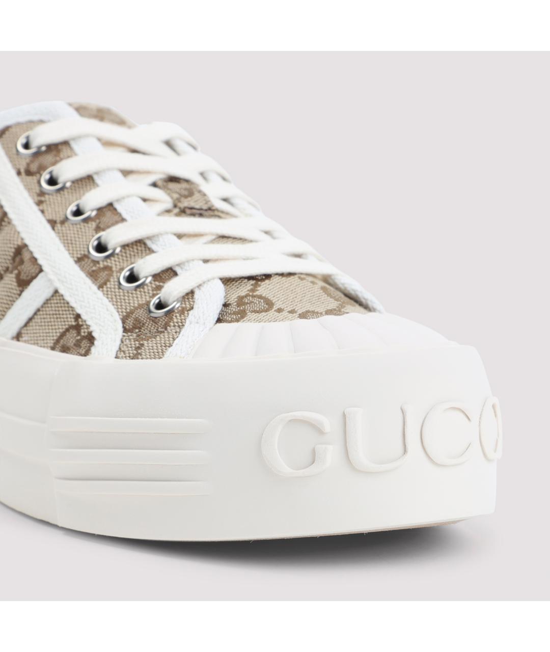 GUCCI Бежевые синтетические кеды, фото 6