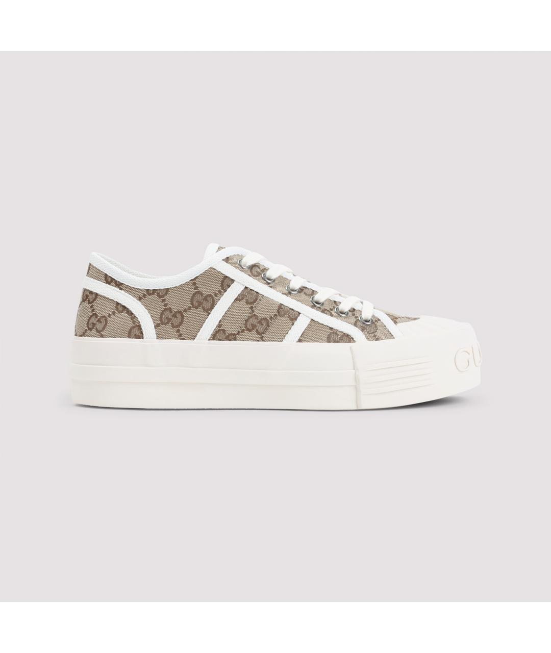 GUCCI Бежевые синтетические кеды, фото 3