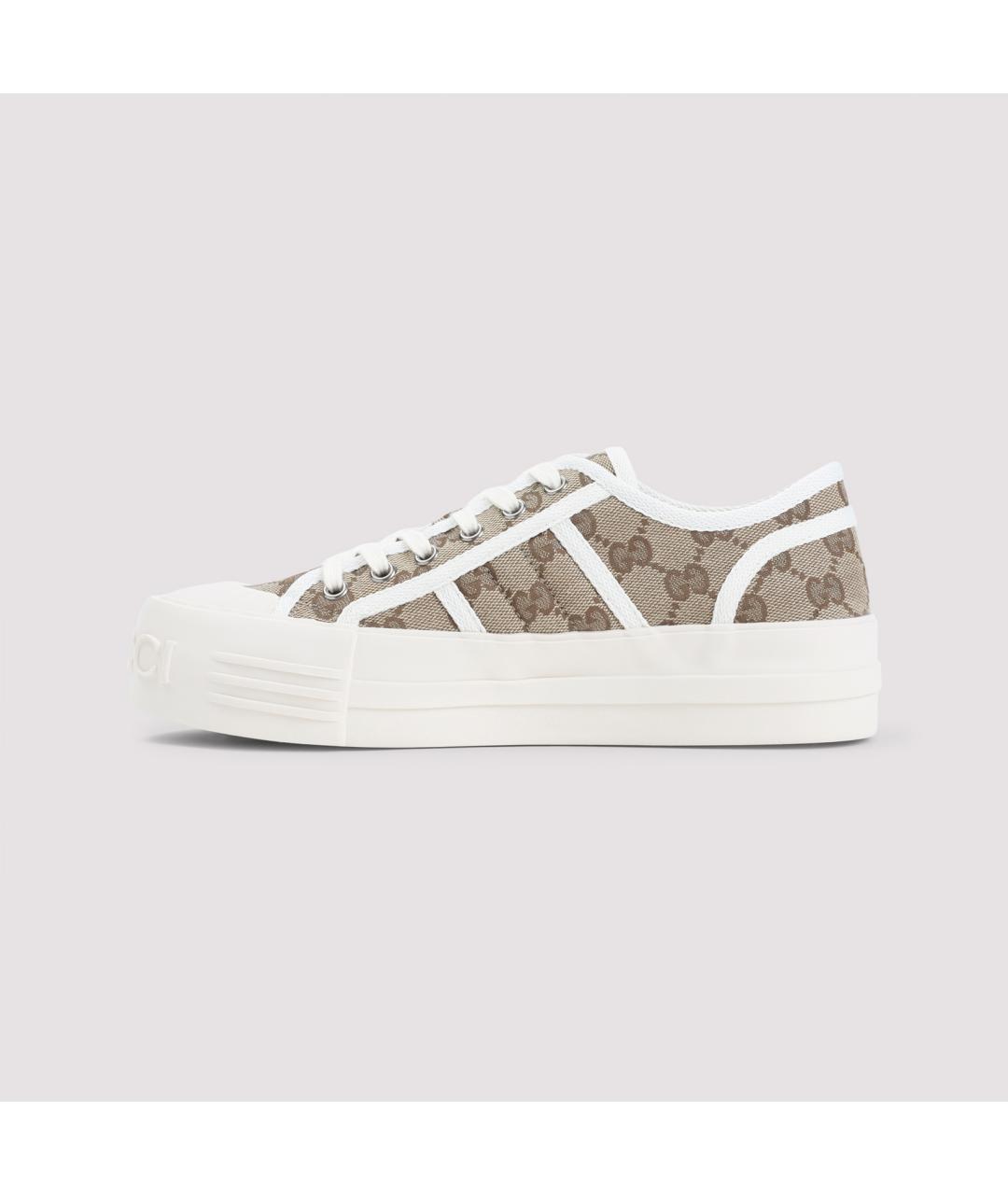 GUCCI Бежевые синтетические кеды, фото 4