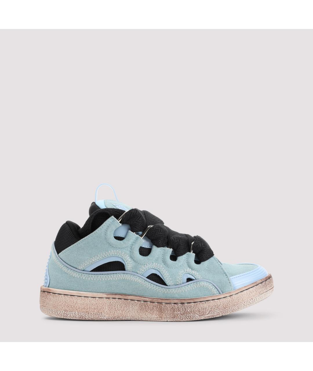 LANVIN Голубые текстильные низкие кроссовки / кеды, фото 2