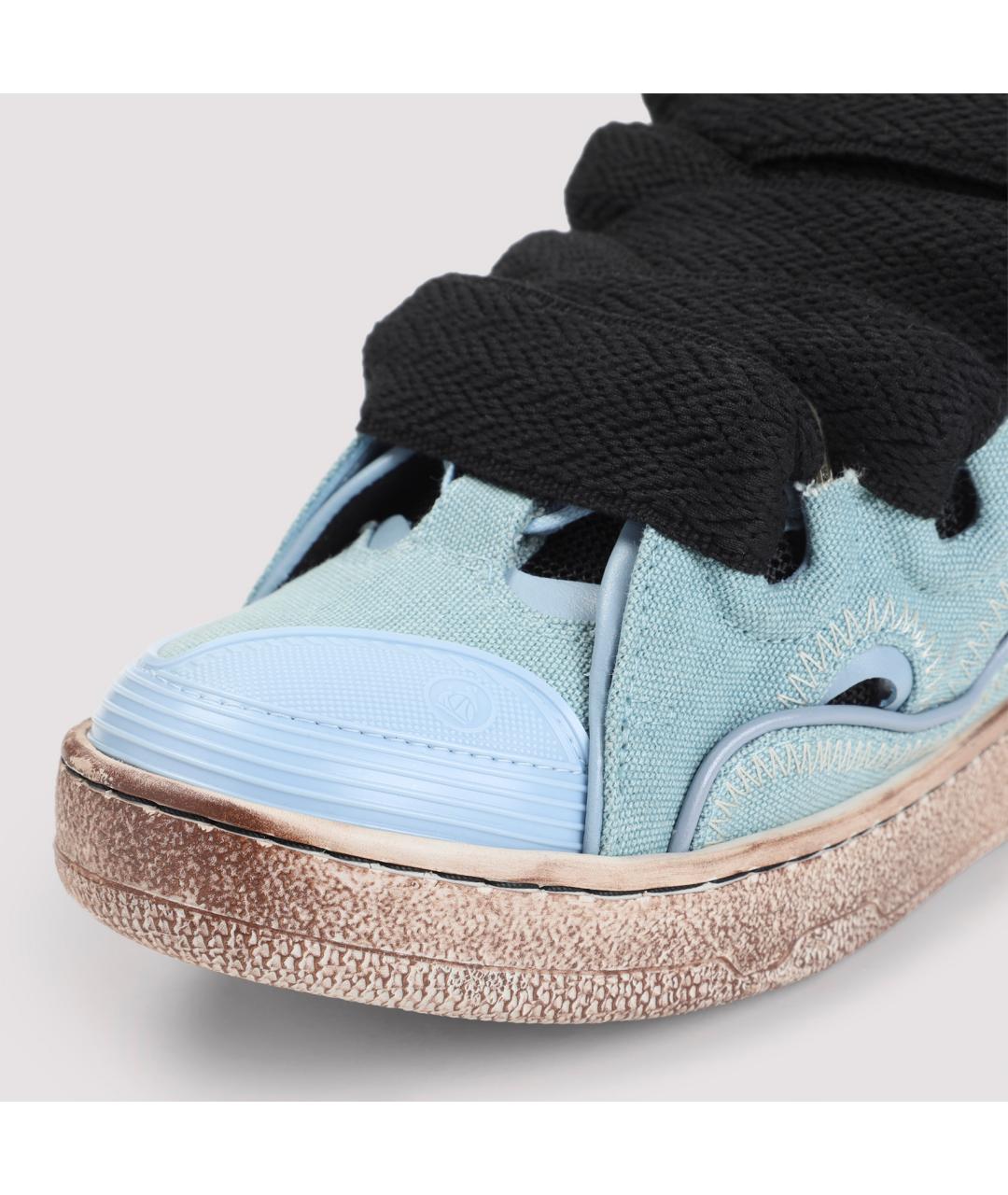 LANVIN Голубые текстильные низкие кроссовки / кеды, фото 6