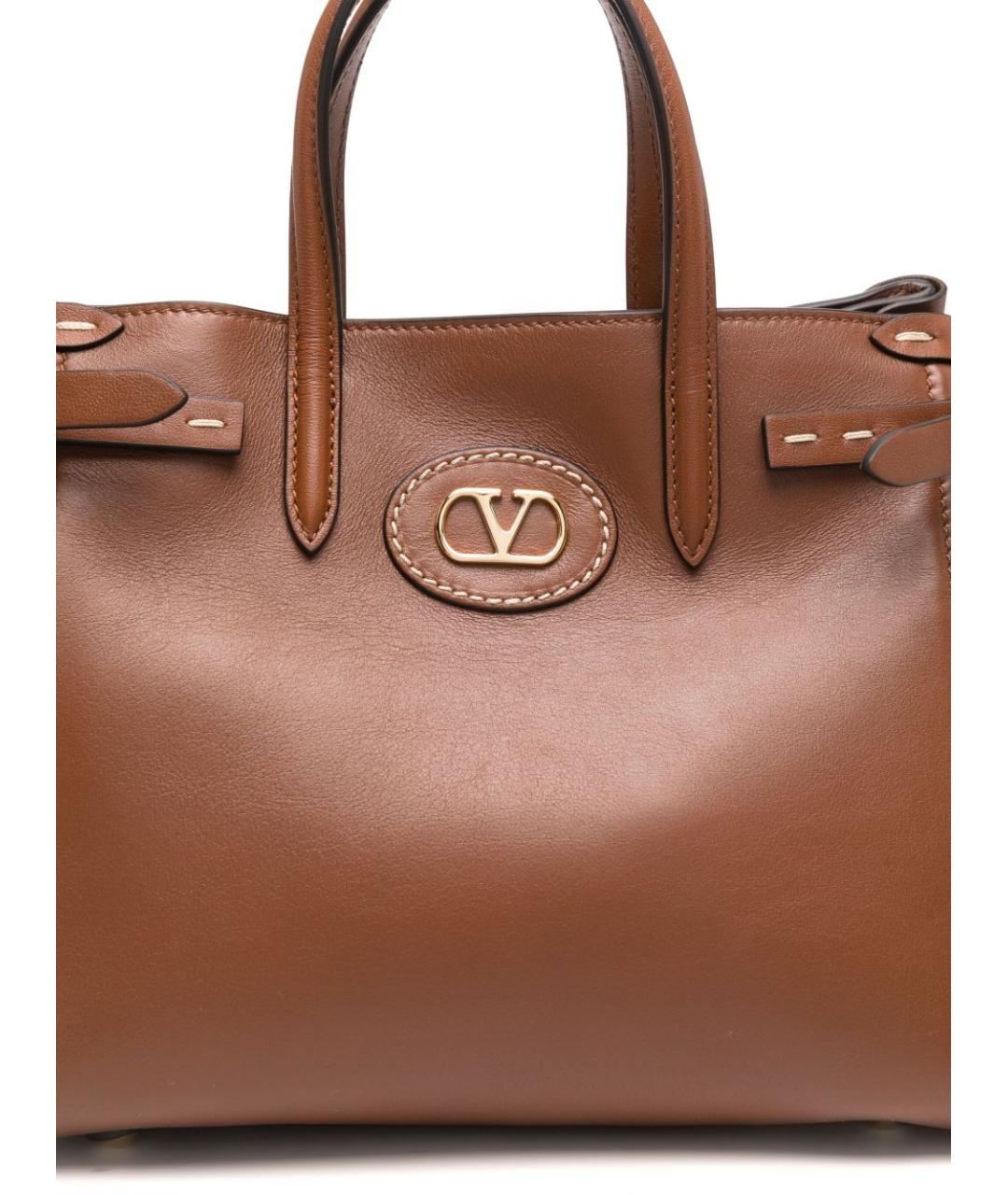 VALENTINO Коричневая кожаная сумка тоут, фото 4