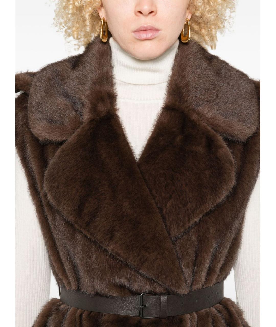 P.A.R.O.S.H. Коричневый полиэстеровый жилет, фото 3