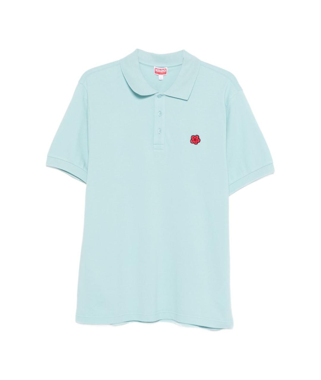KENZO Голубое хлопковое поло с коротким рукавом, фото 1