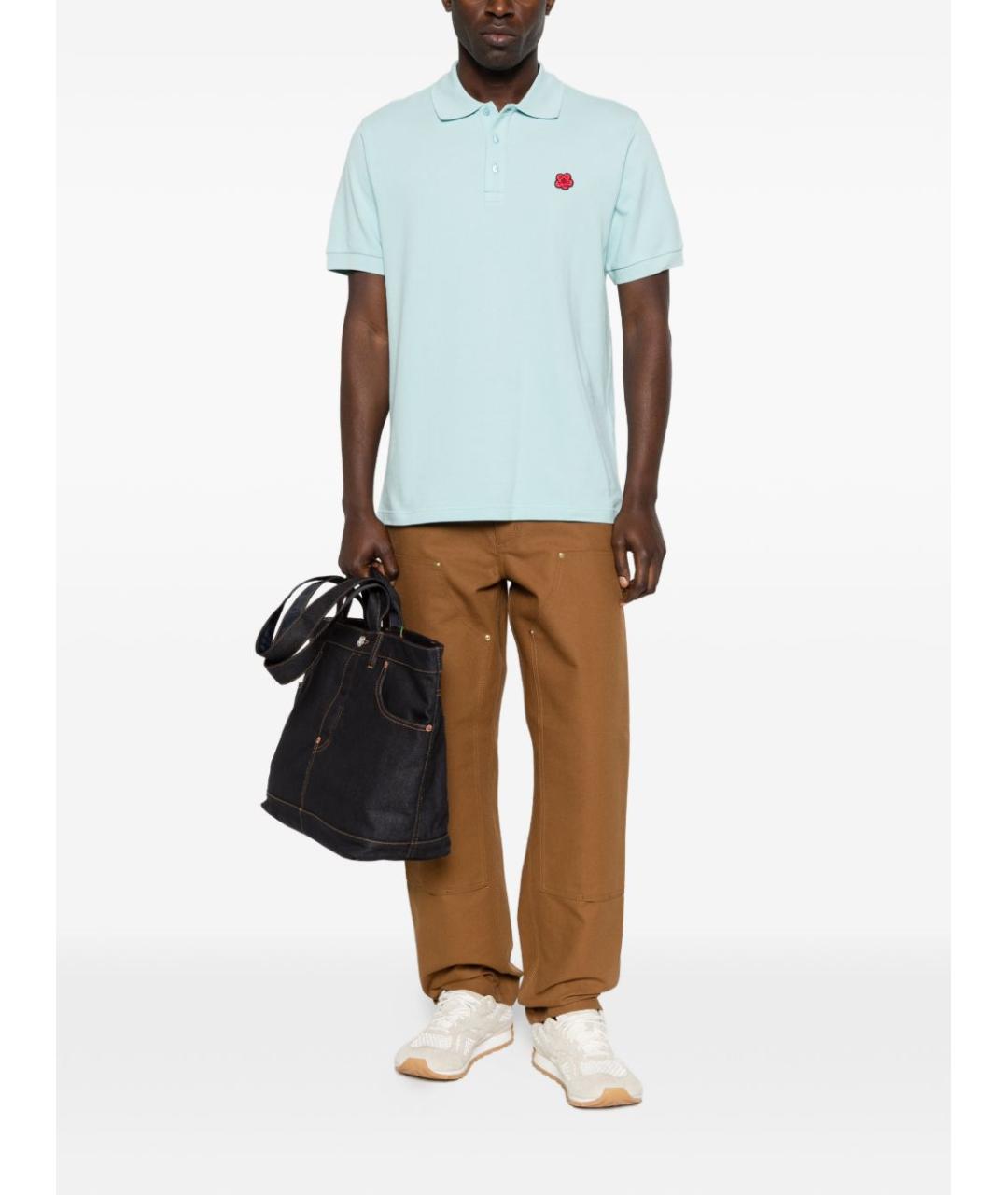 KENZO Голубое хлопковое поло с коротким рукавом, фото 2