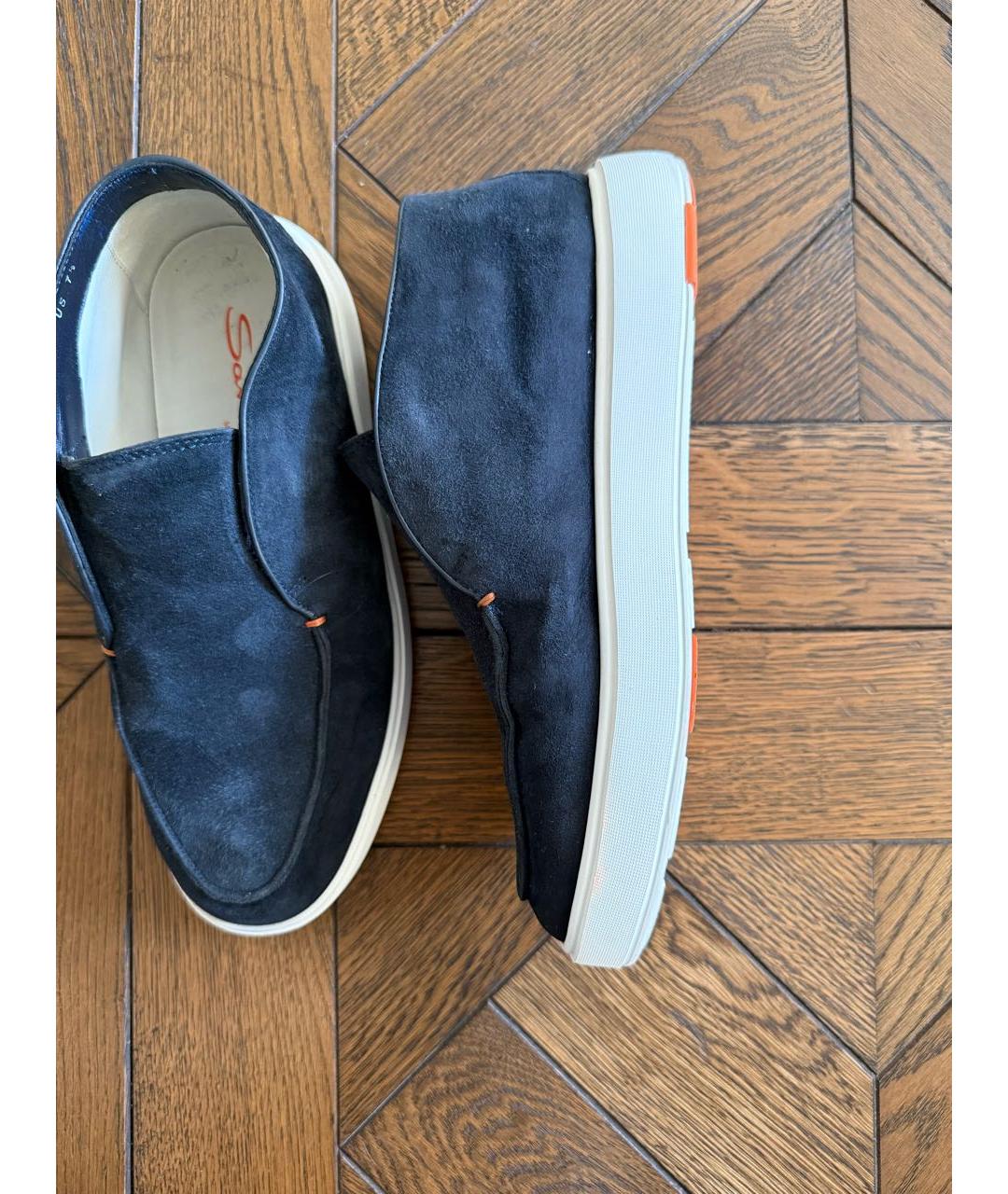 SANTONI Темно-синие замшевые лоферы, фото 8