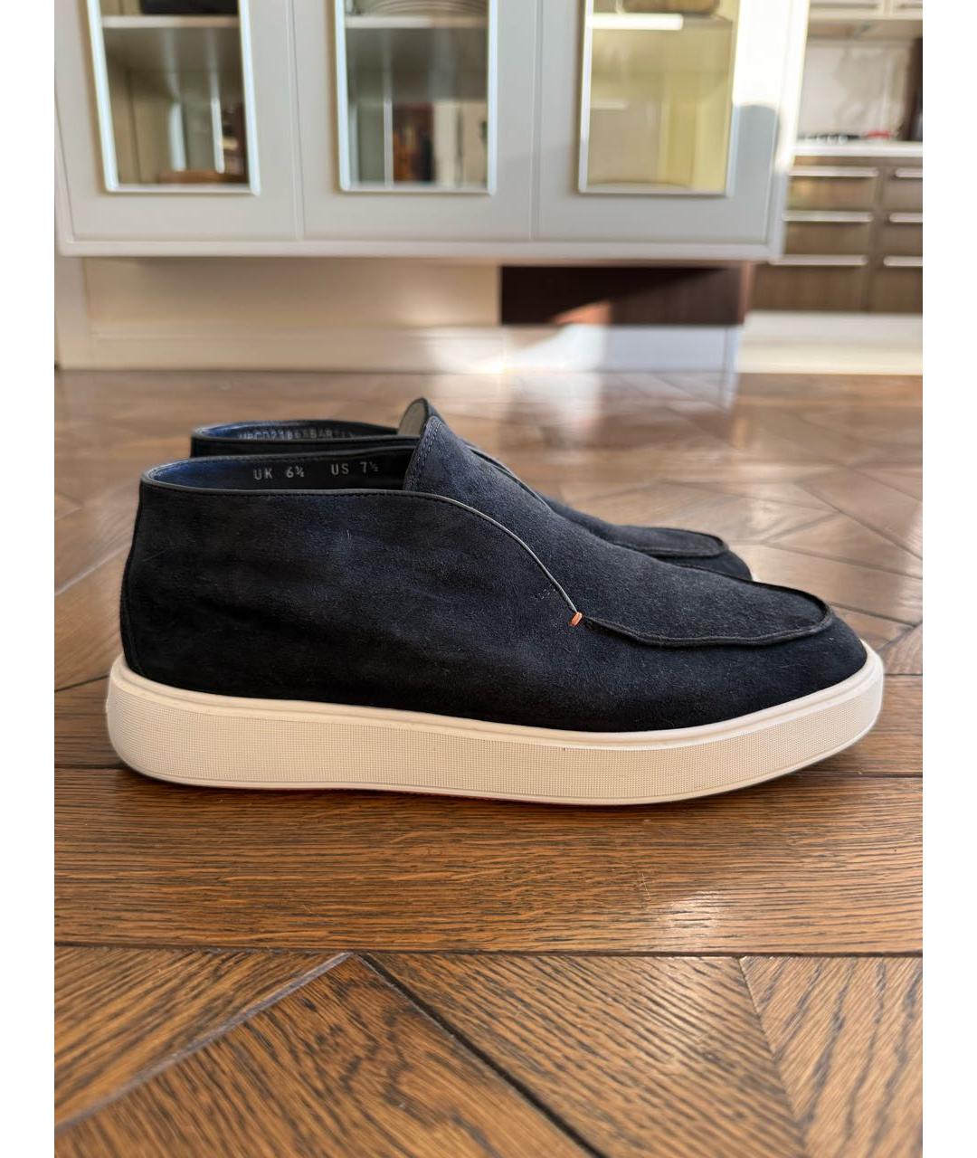 SANTONI Темно-синие замшевые лоферы, фото 9