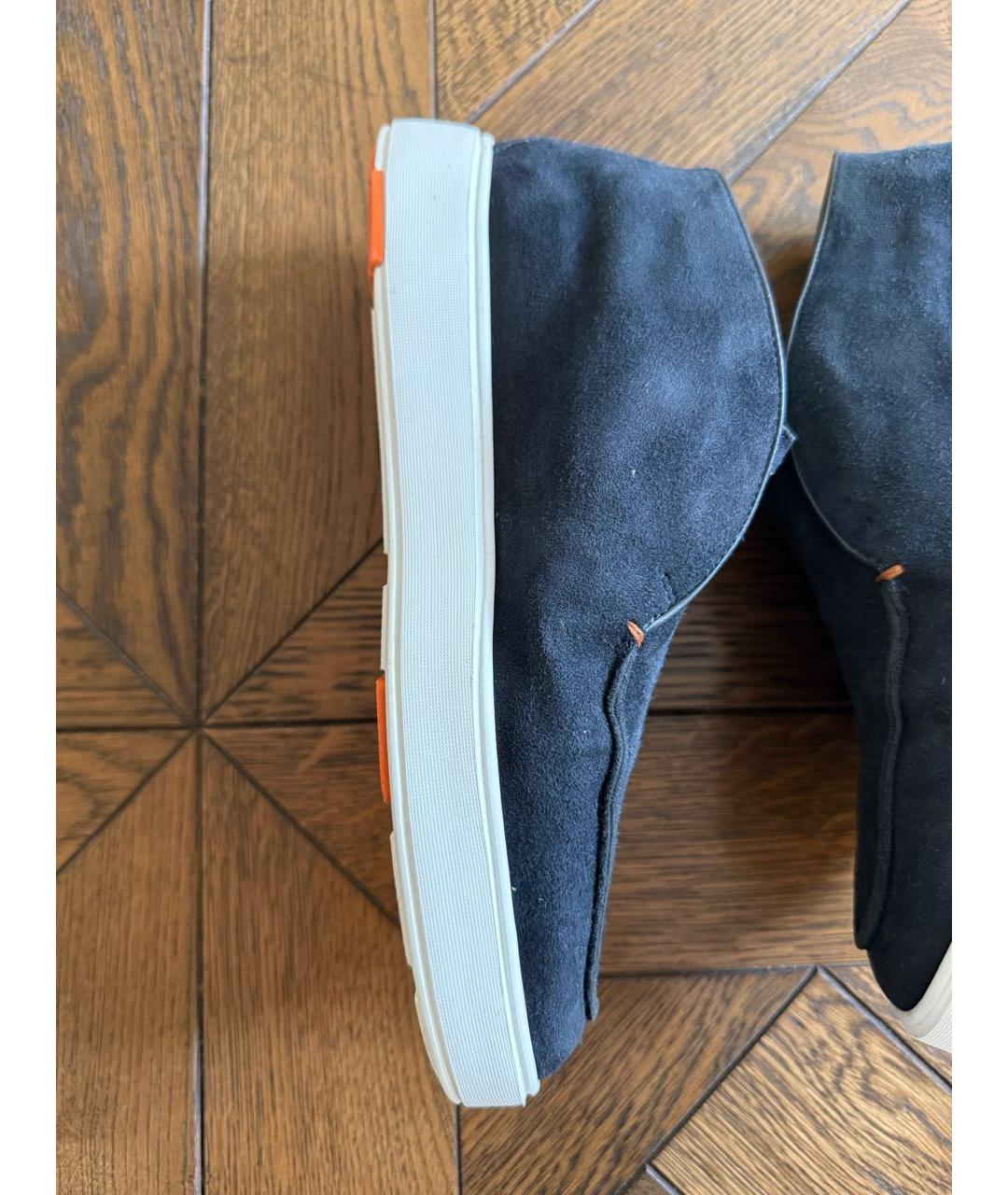 SANTONI Темно-синие замшевые лоферы, фото 7