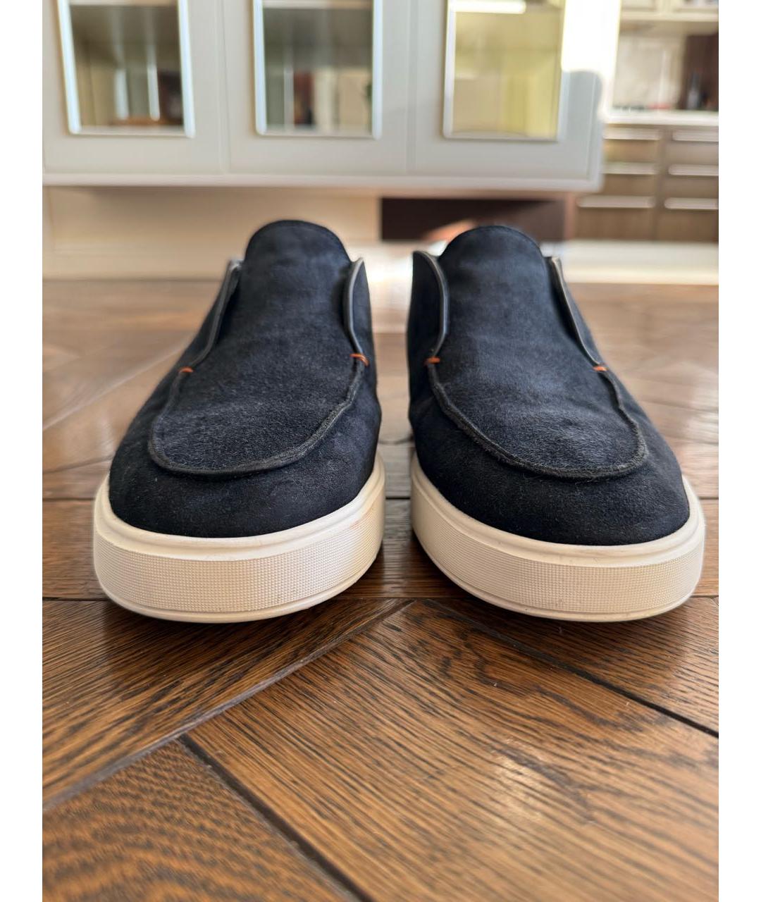 SANTONI Темно-синие замшевые лоферы, фото 2