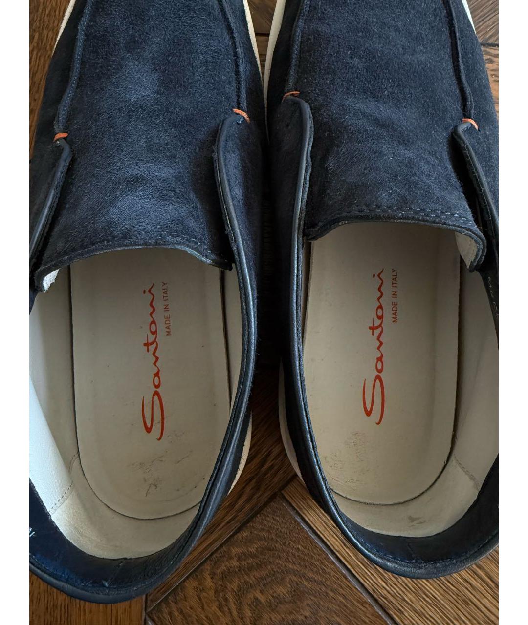 SANTONI Темно-синие замшевые лоферы, фото 5