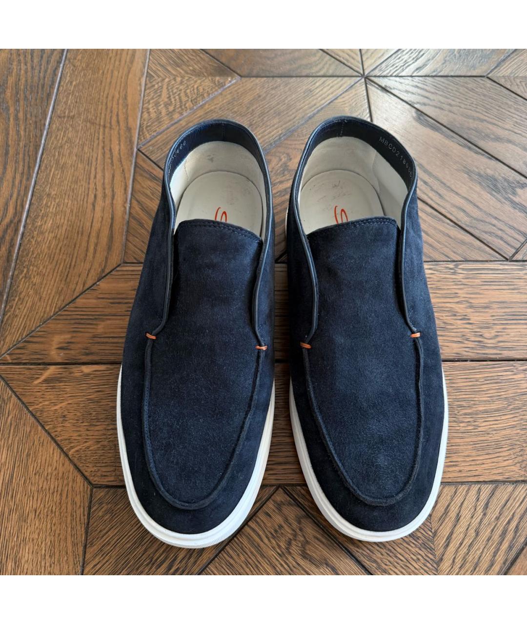 SANTONI Темно-синие замшевые лоферы, фото 3