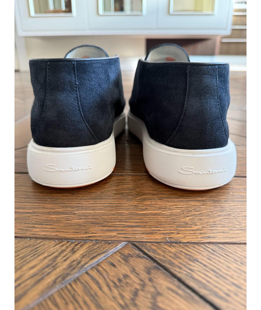 SANTONI Темно-синие замшевые лоферы, фото 4