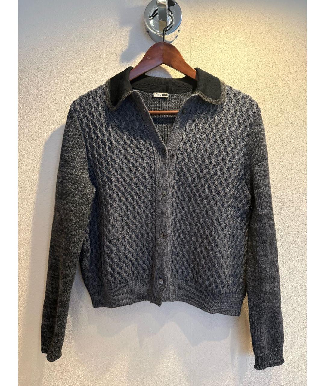 MIU MIU Серый шерстяной кардиган, фото 5