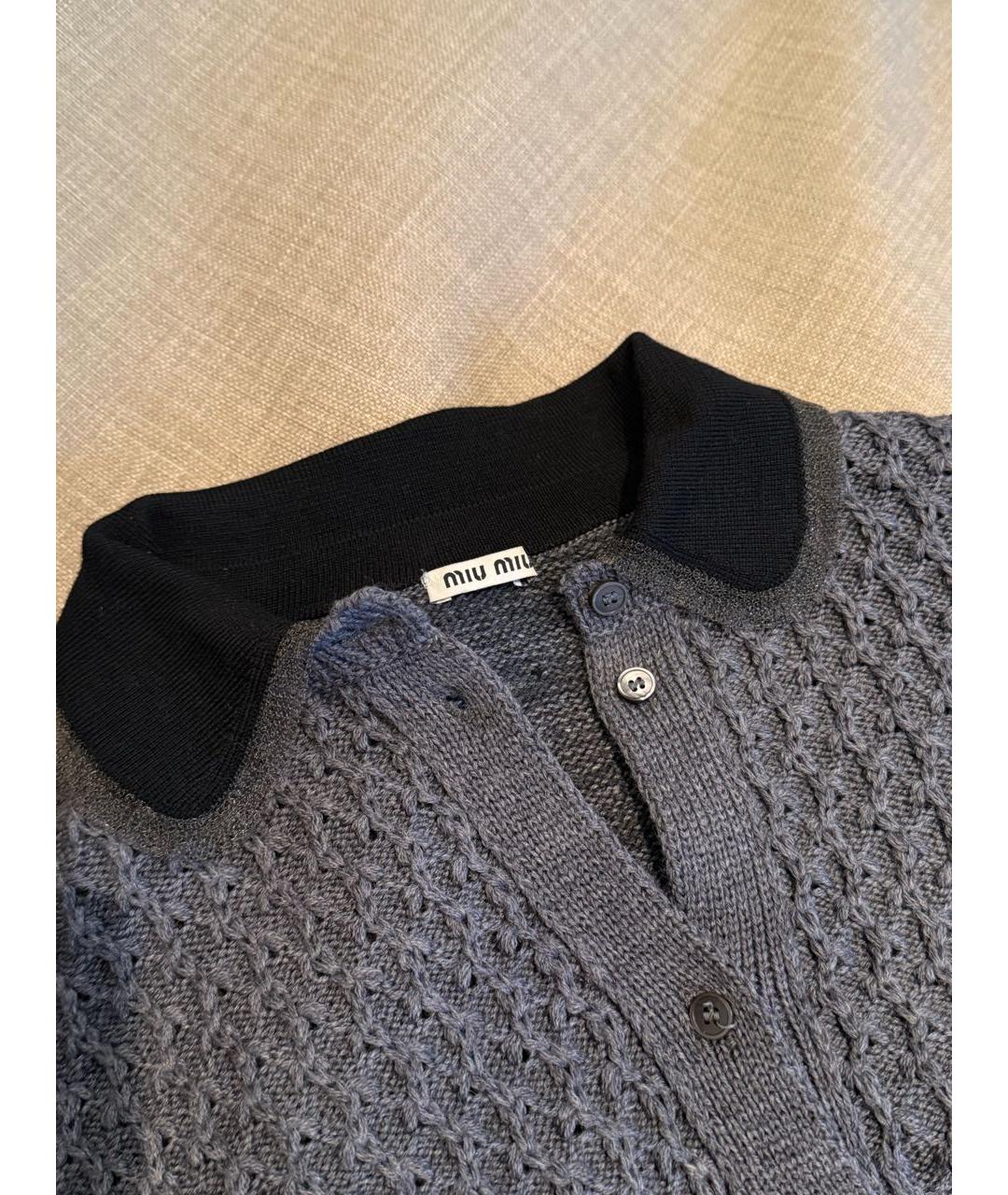 MIU MIU Серый шерстяной кардиган, фото 4