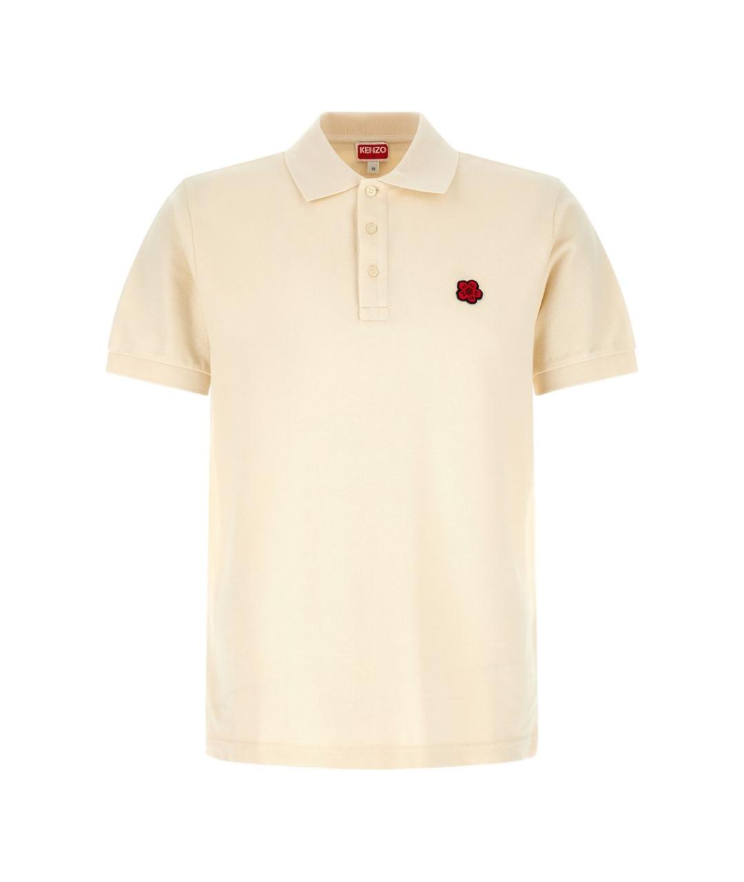 KENZO Бежевое хлопковое поло с коротким рукавом, фото 1