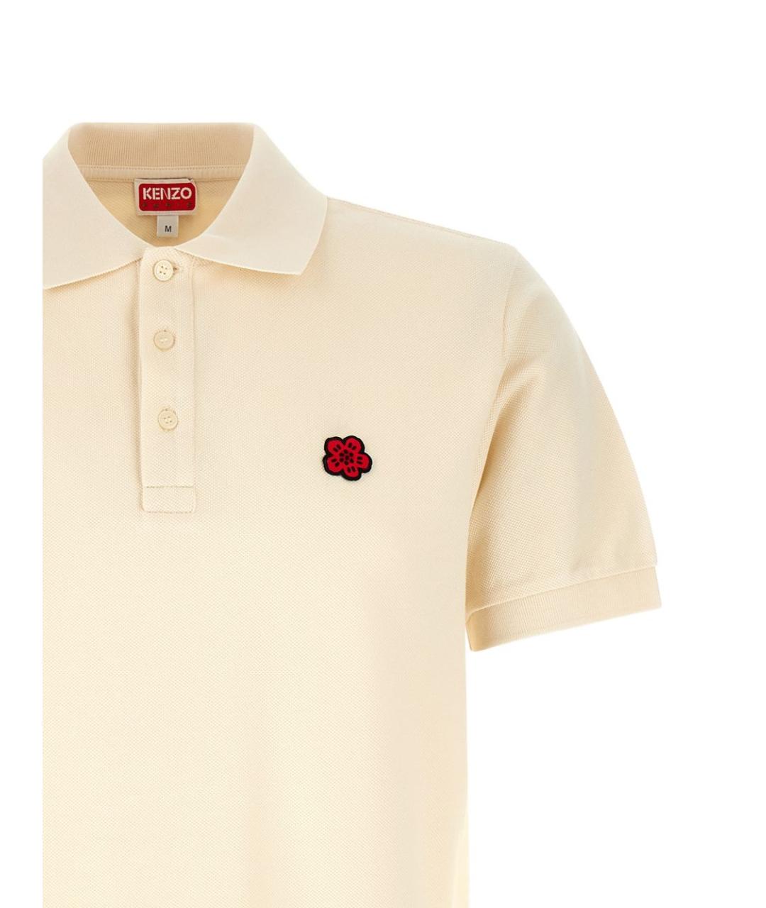 KENZO Бежевое хлопковое поло с коротким рукавом, фото 3