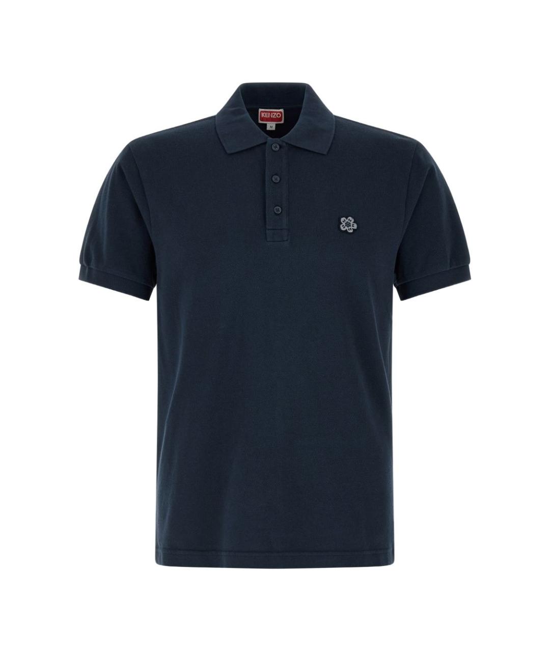 KENZO Темно-синее хлопковое поло с коротким рукавом, фото 1