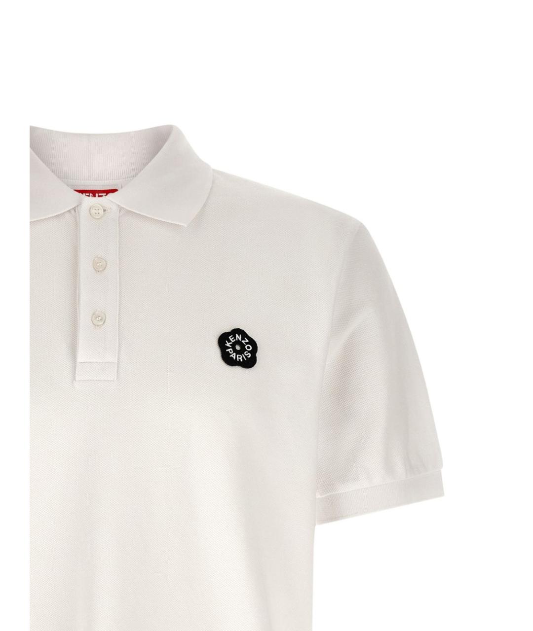 KENZO Белое хлопковое поло с коротким рукавом, фото 3
