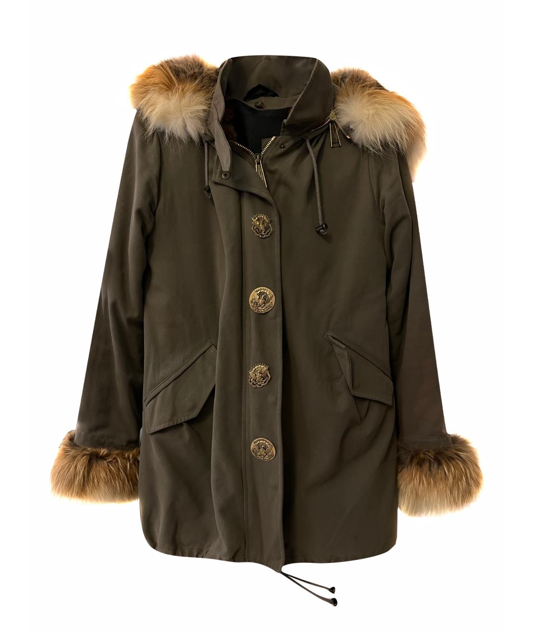 PHILIPP PLEIN Хаки хлопко-эластановая парка, фото 1