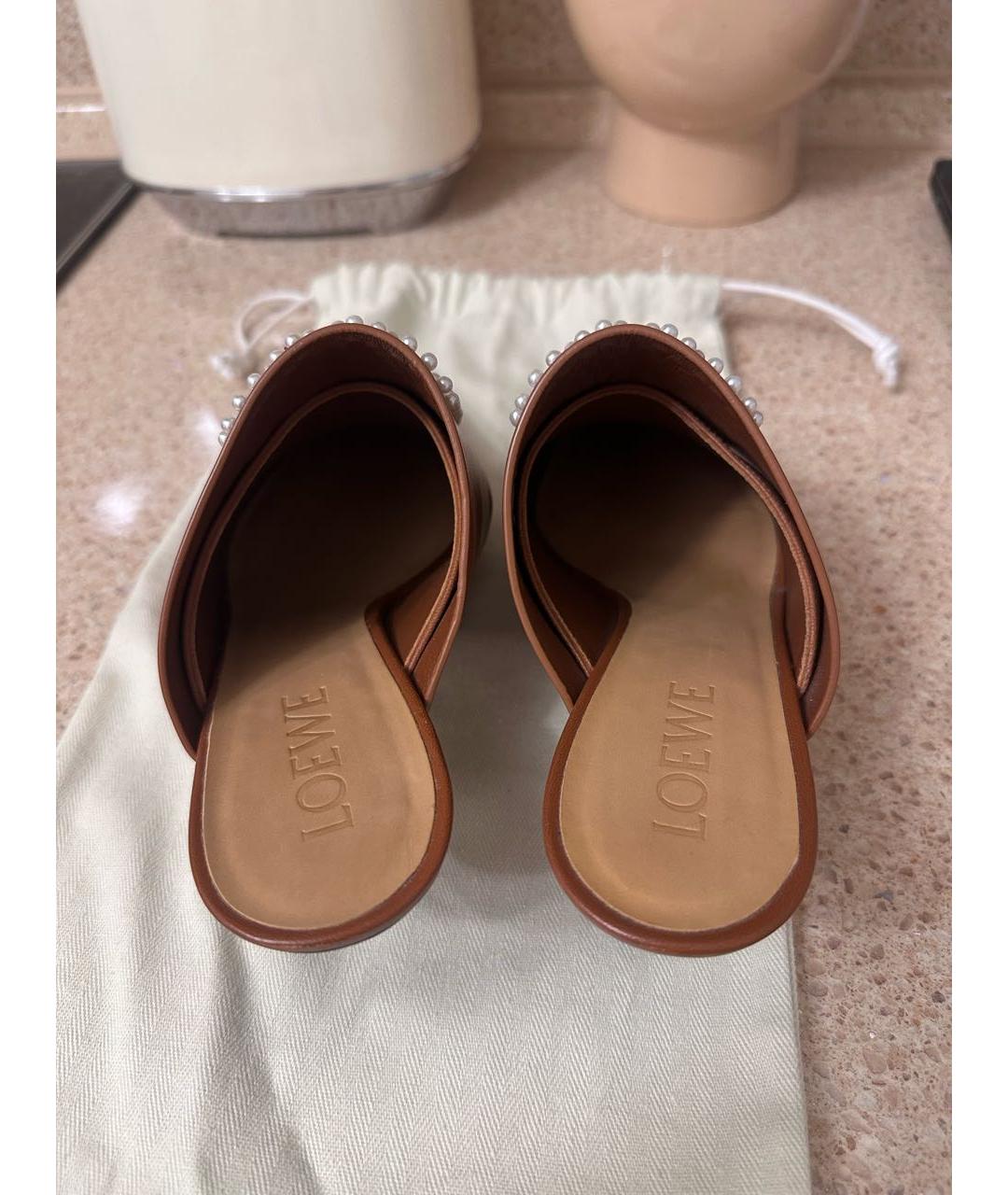 LOEWE Коричневые кожаные мюли, фото 4