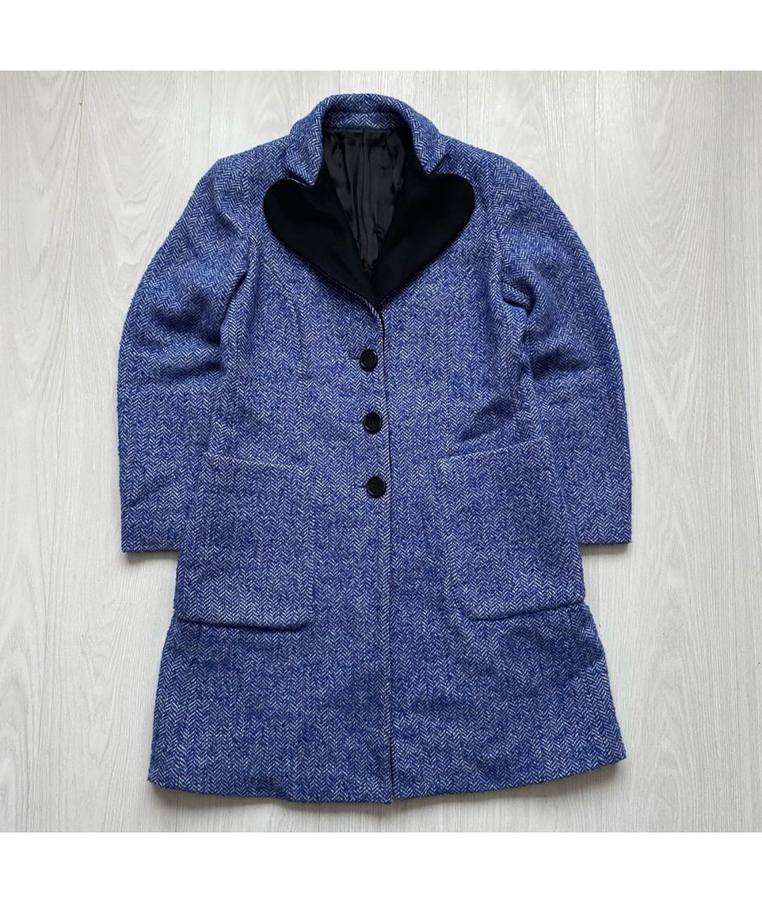LOVE MOSCHINO Голубое шерстяное пальто, фото 2