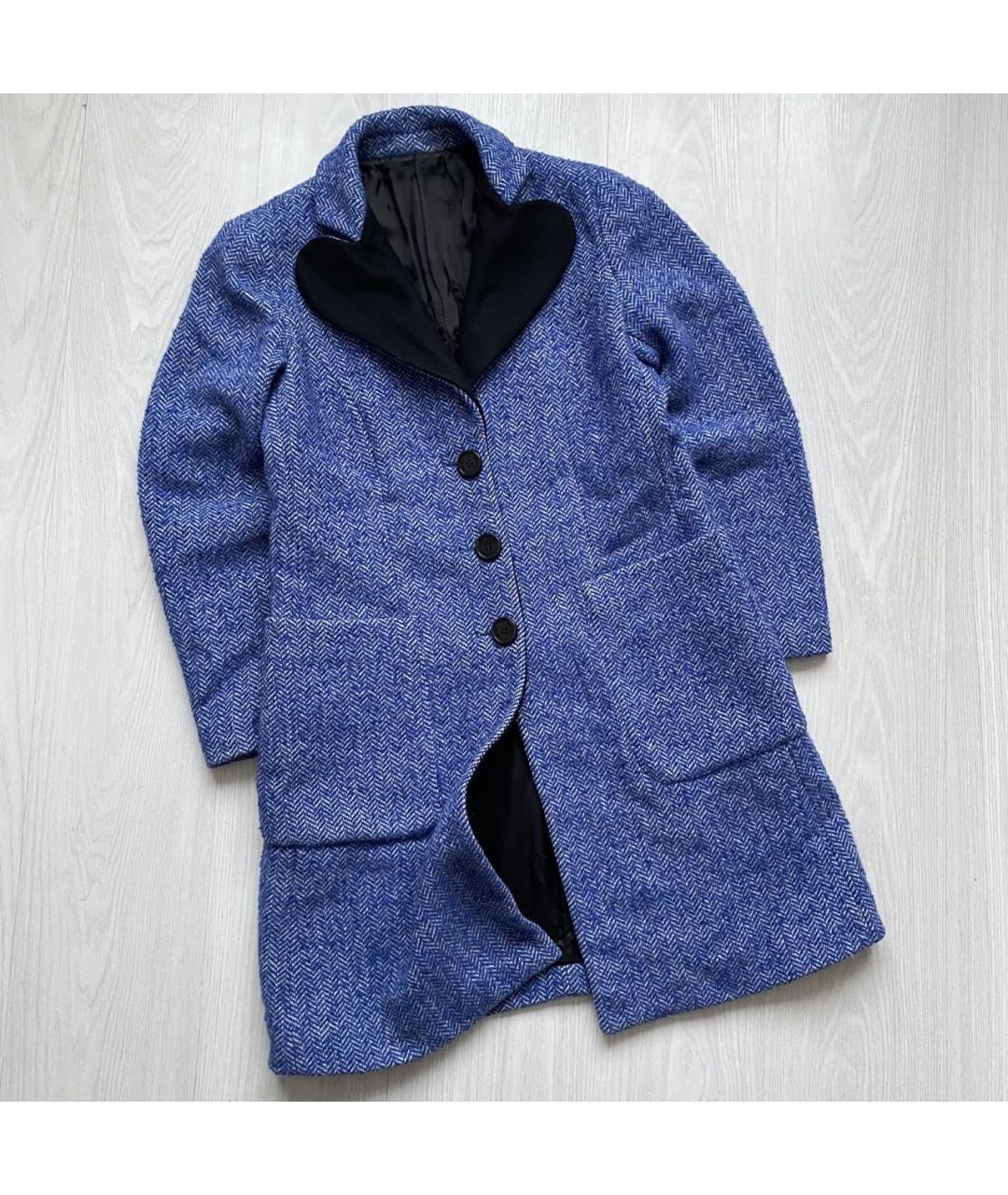 LOVE MOSCHINO Голубое шерстяное пальто, фото 9