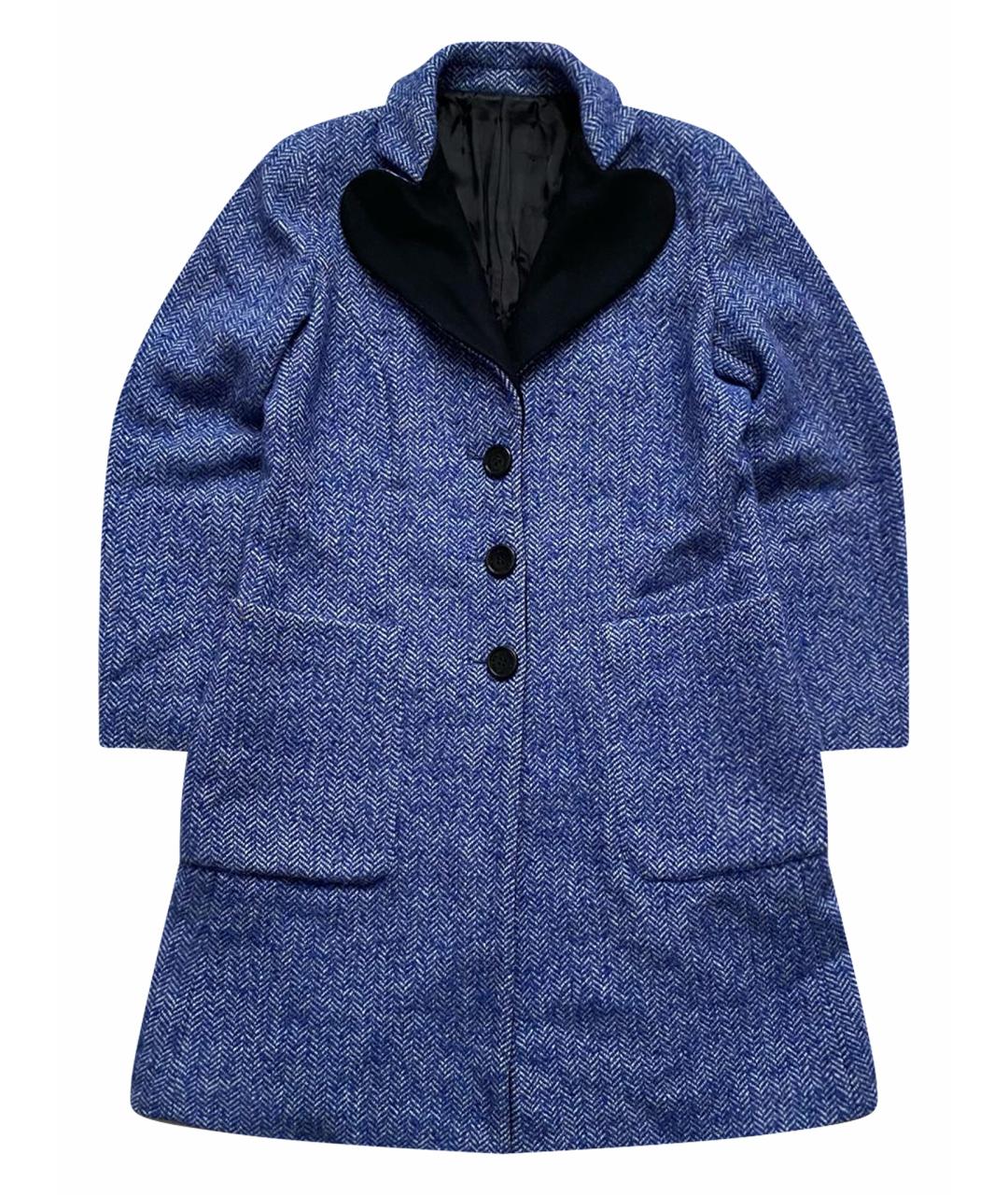 LOVE MOSCHINO Голубое шерстяное пальто, фото 1