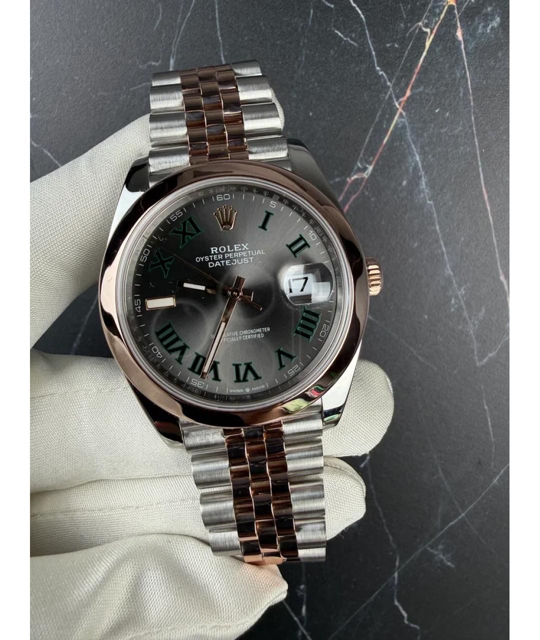 ROLEX Серые часы из розового золота, фото 2