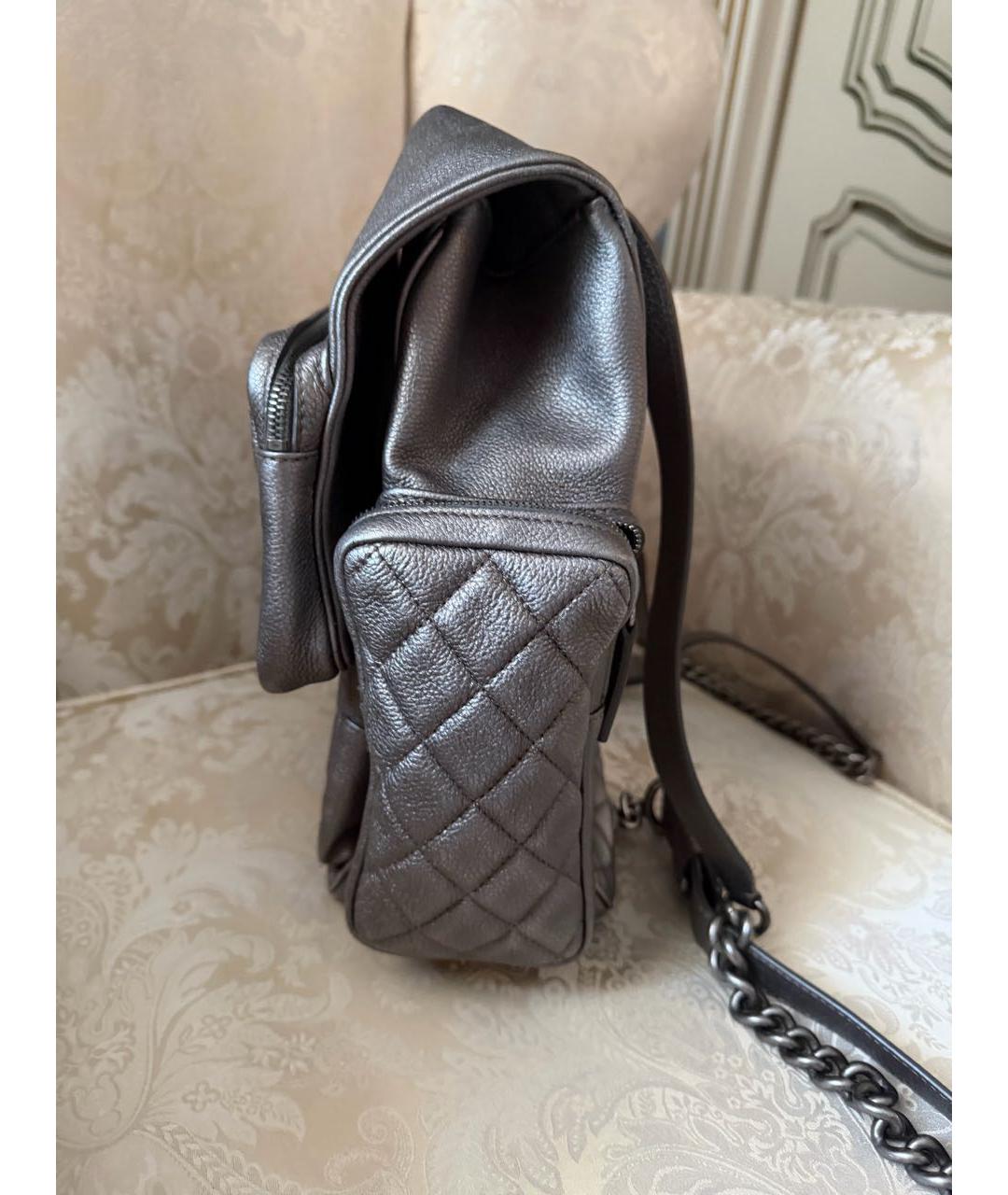 CHANEL Серебрянный кожаный рюкзак, фото 2