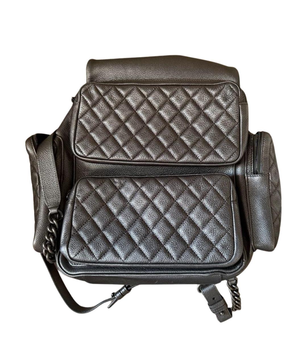 CHANEL Серебрянный кожаный рюкзак, фото 1