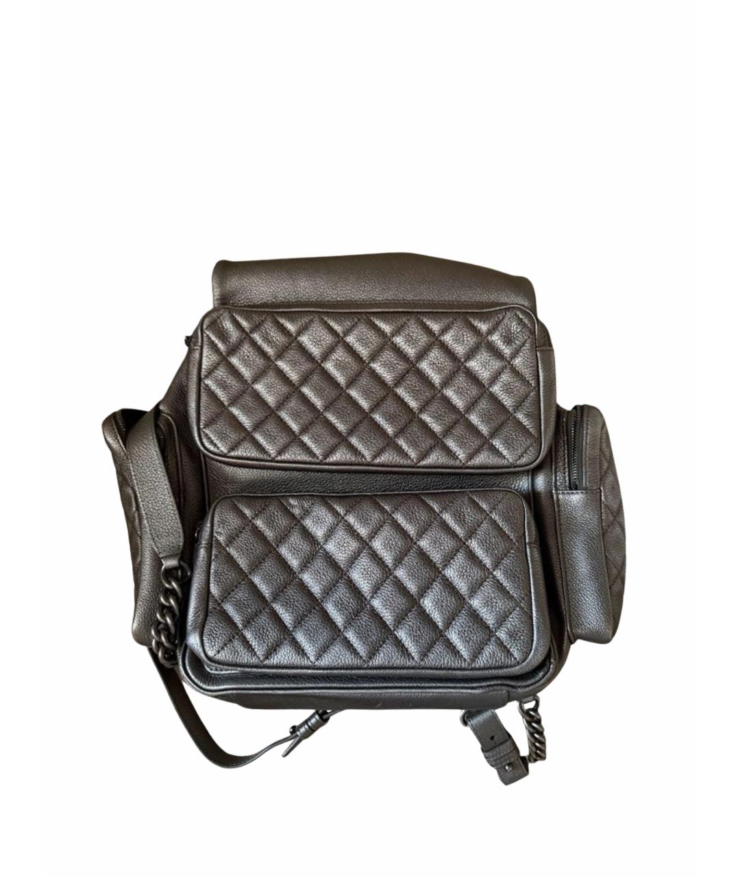 CHANEL Серебрянный кожаный рюкзак, фото 1