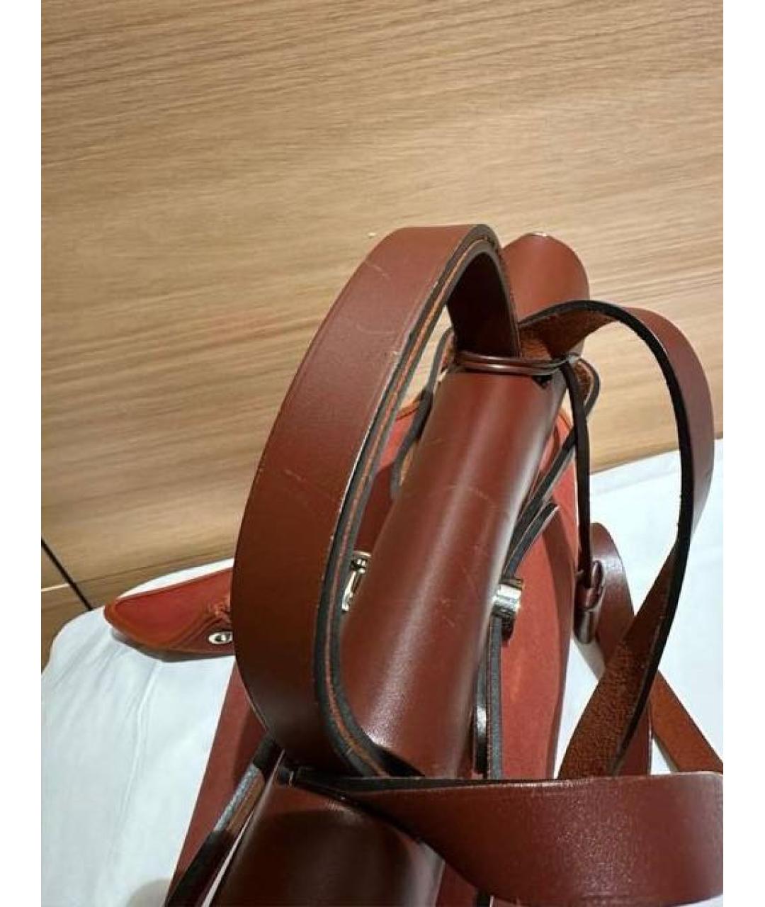 HERMES Оранжевая сумка с короткими ручками, фото 5