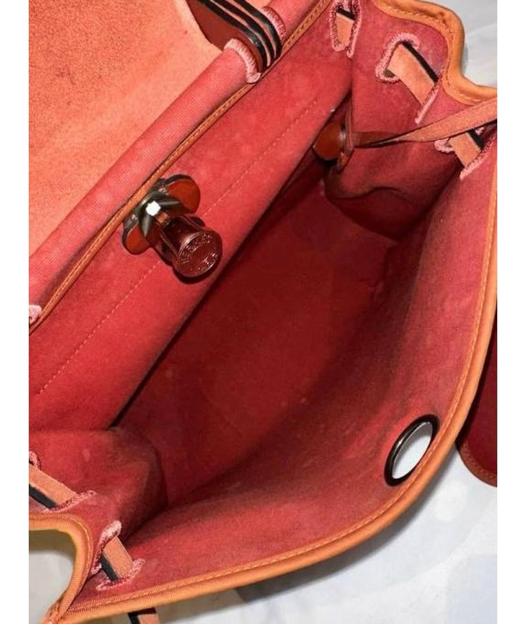 HERMES Оранжевая сумка с короткими ручками, фото 4