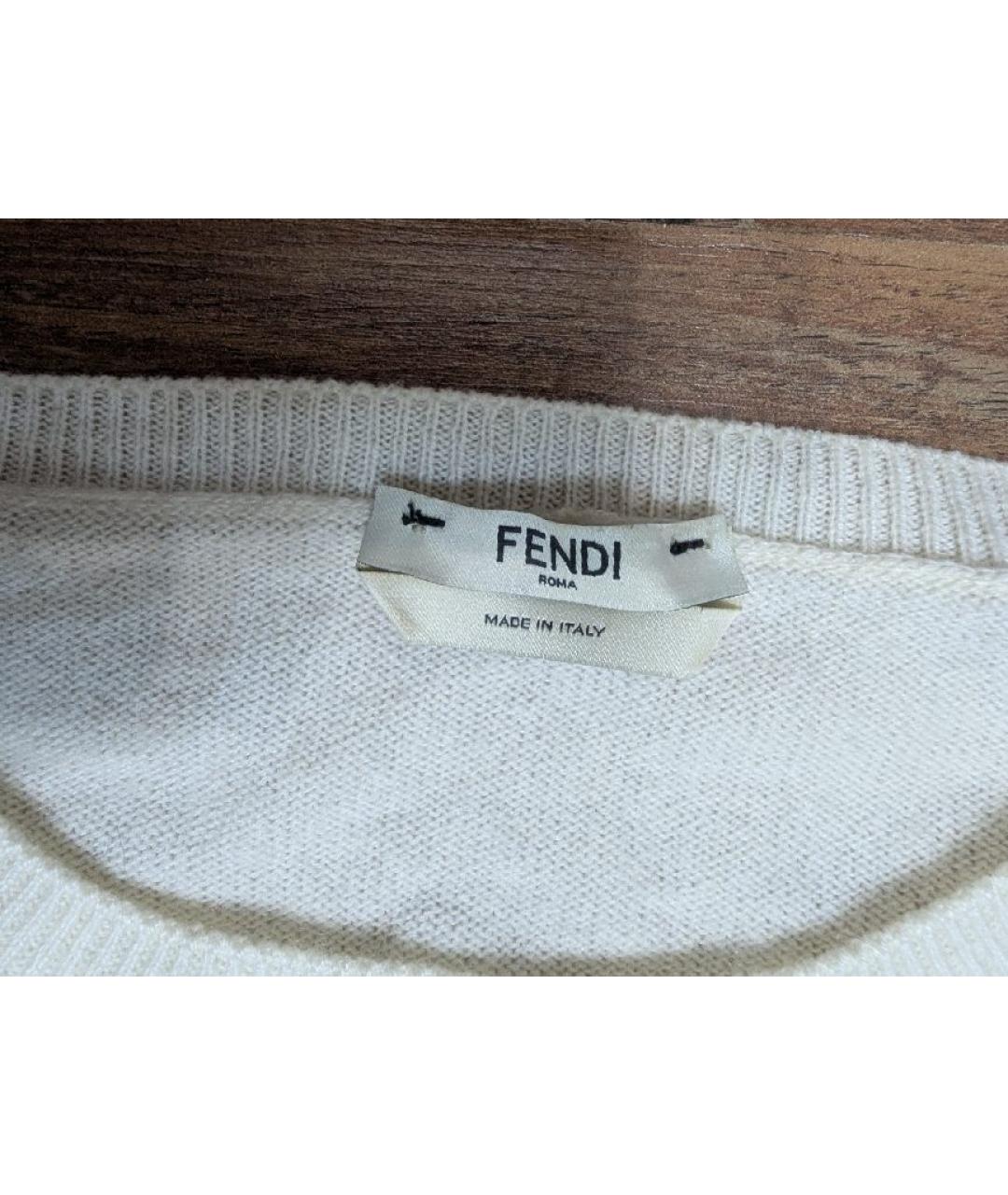 FENDI Бежевый кашемировый джемпер / свитер, фото 5